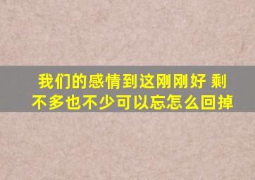 我们的感情到这刚刚好 剩不多也不少可以忘怎么回掉